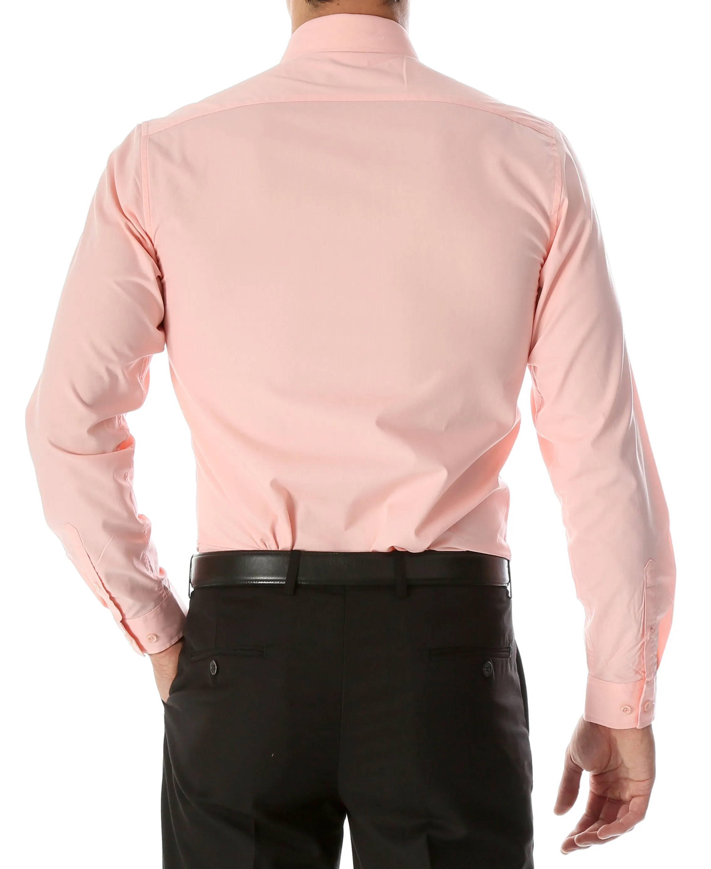 Leo Mens Pink Slim Fit Cotton Dress Shirt