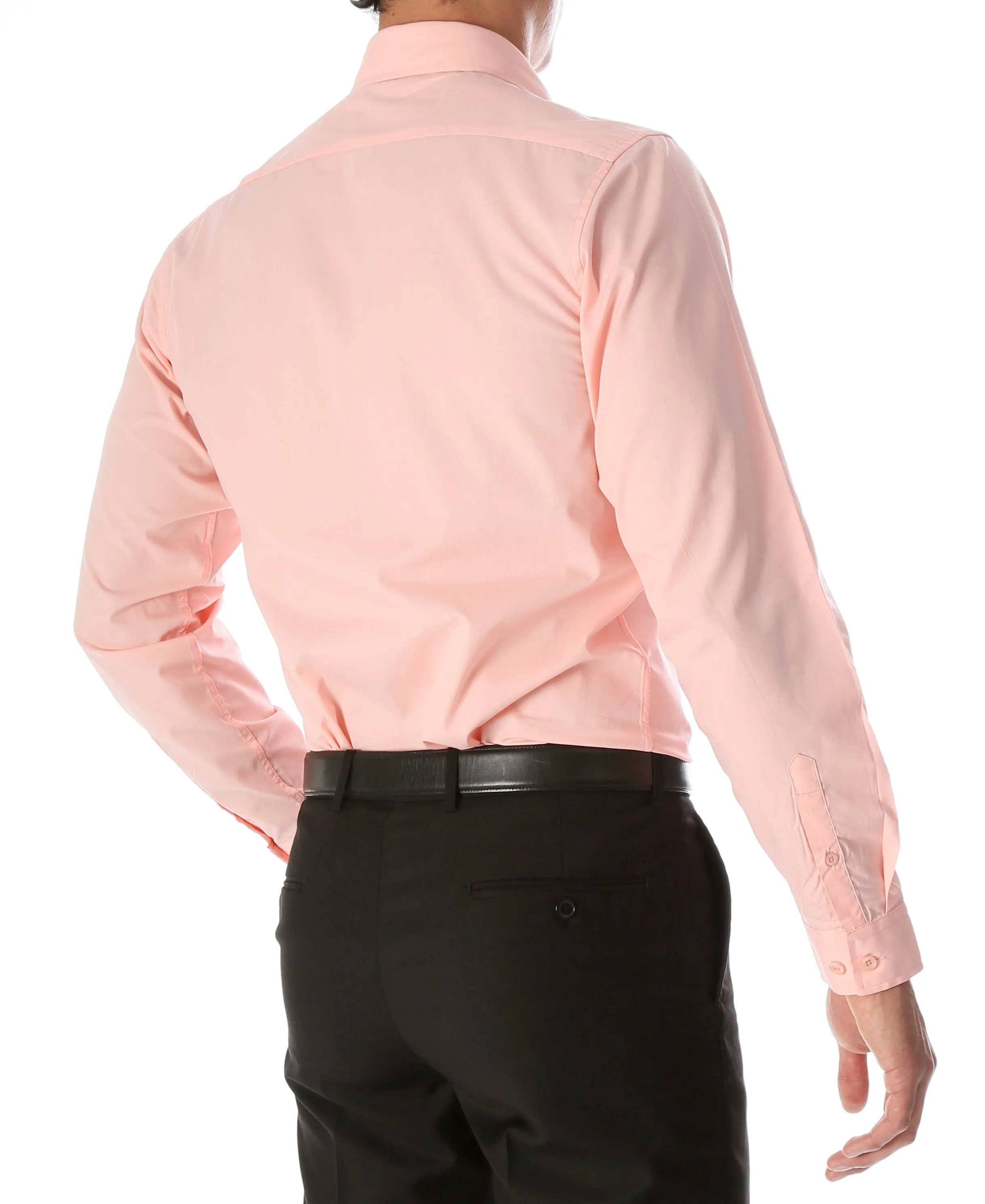 Leo Mens Pink Slim Fit Cotton Dress Shirt