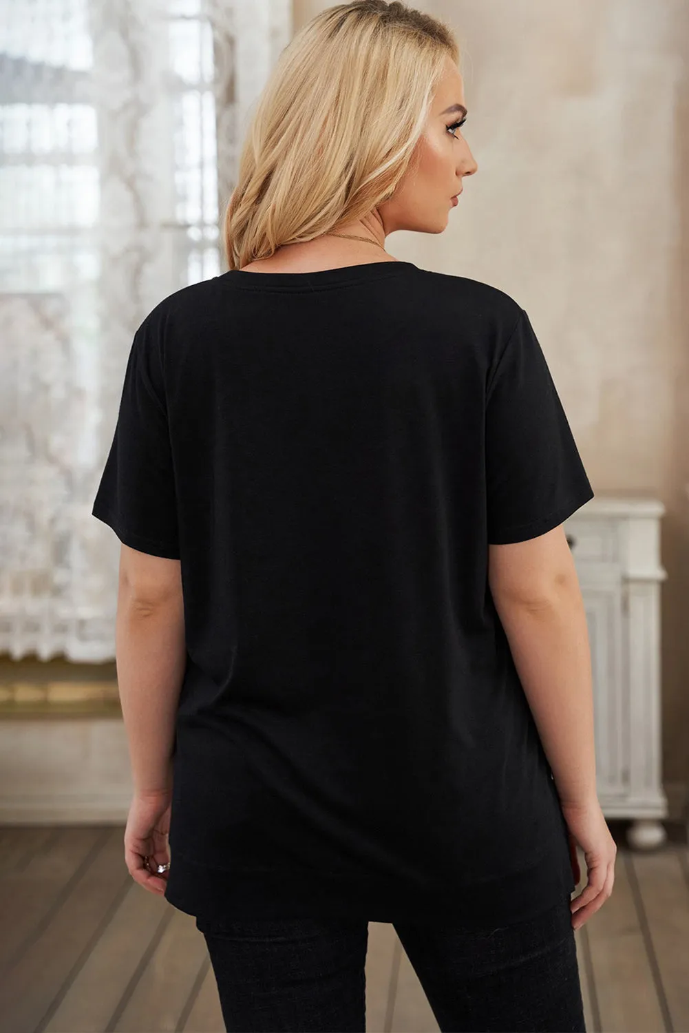 Leopard Lightning Print Crewneck Plus Size T-shirt