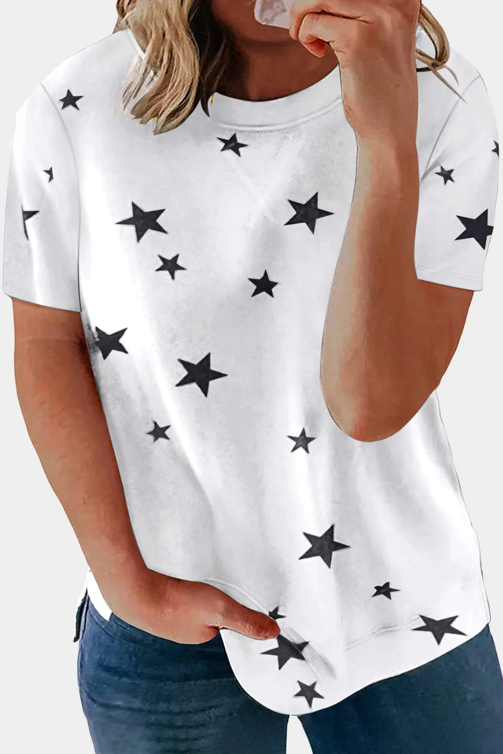 Leopard Lightning Print Crewneck Plus Size T-shirt