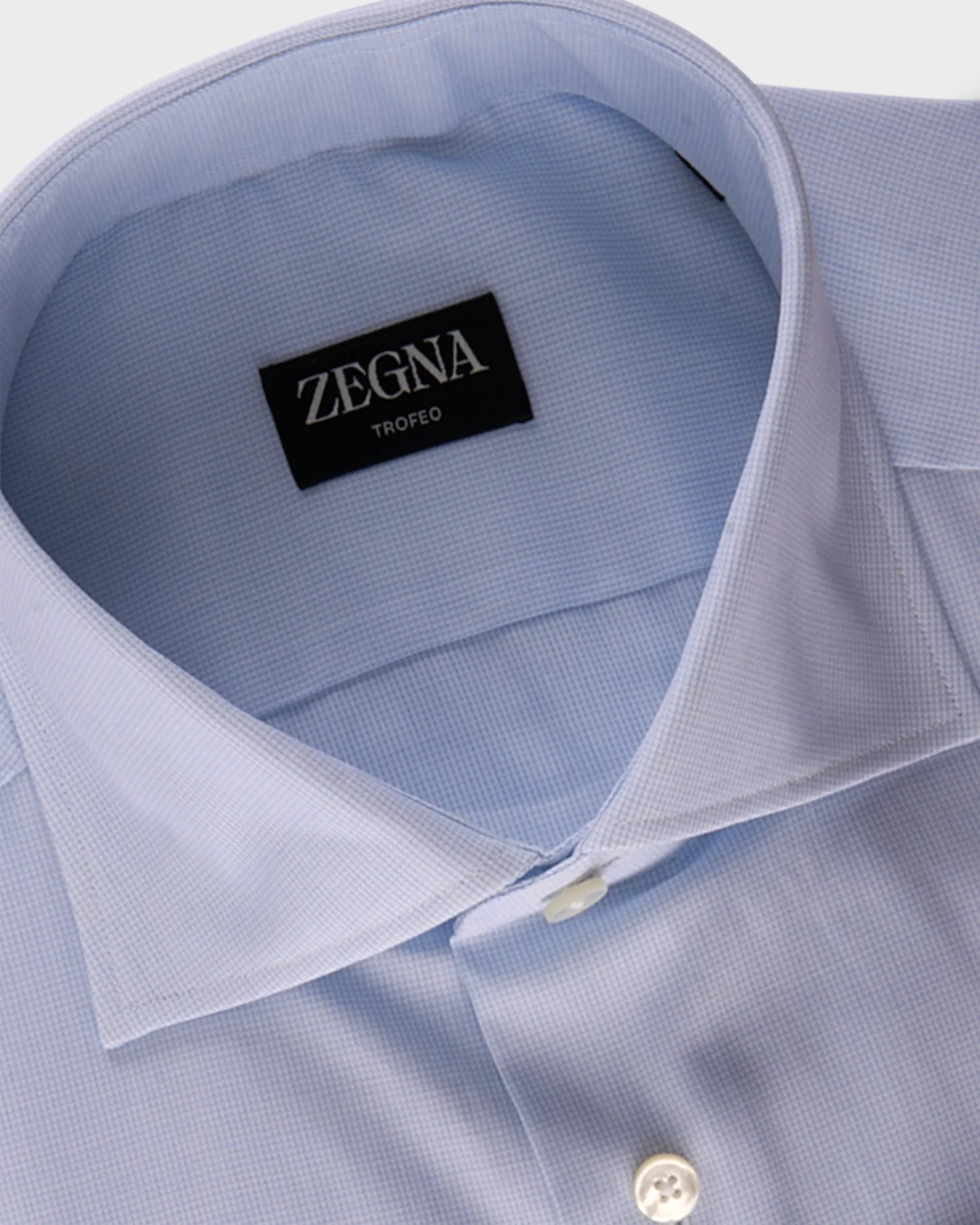 Light Blue Microtexture Cotton French Cuff Shirt