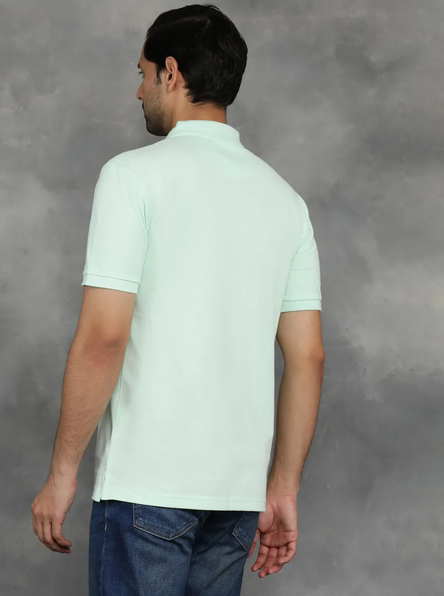 Light Green Solid Slim Fit Polo T-Shirt | GreenFibre