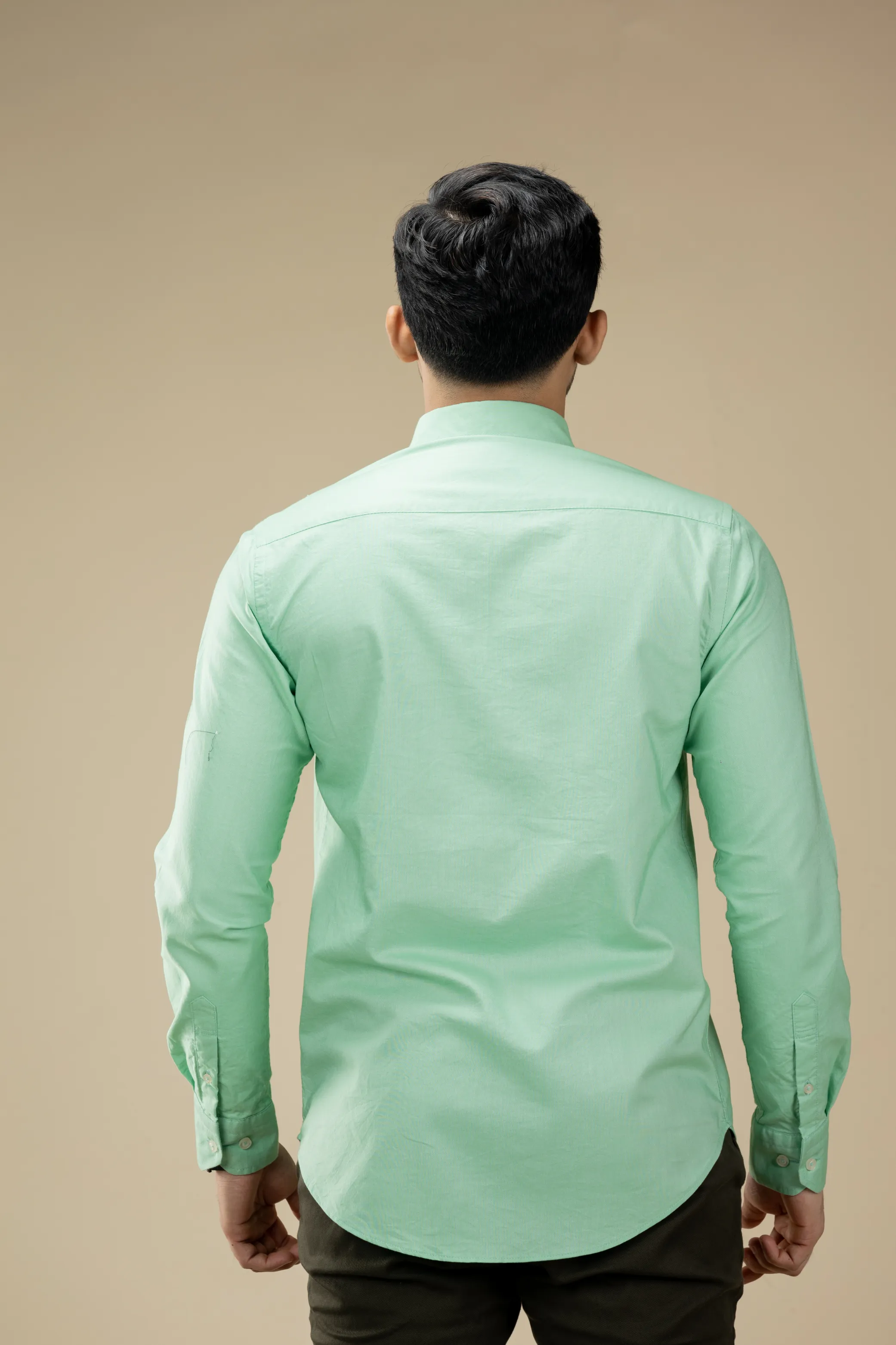Light Green Washed Oxford Long Sleeve Shirt