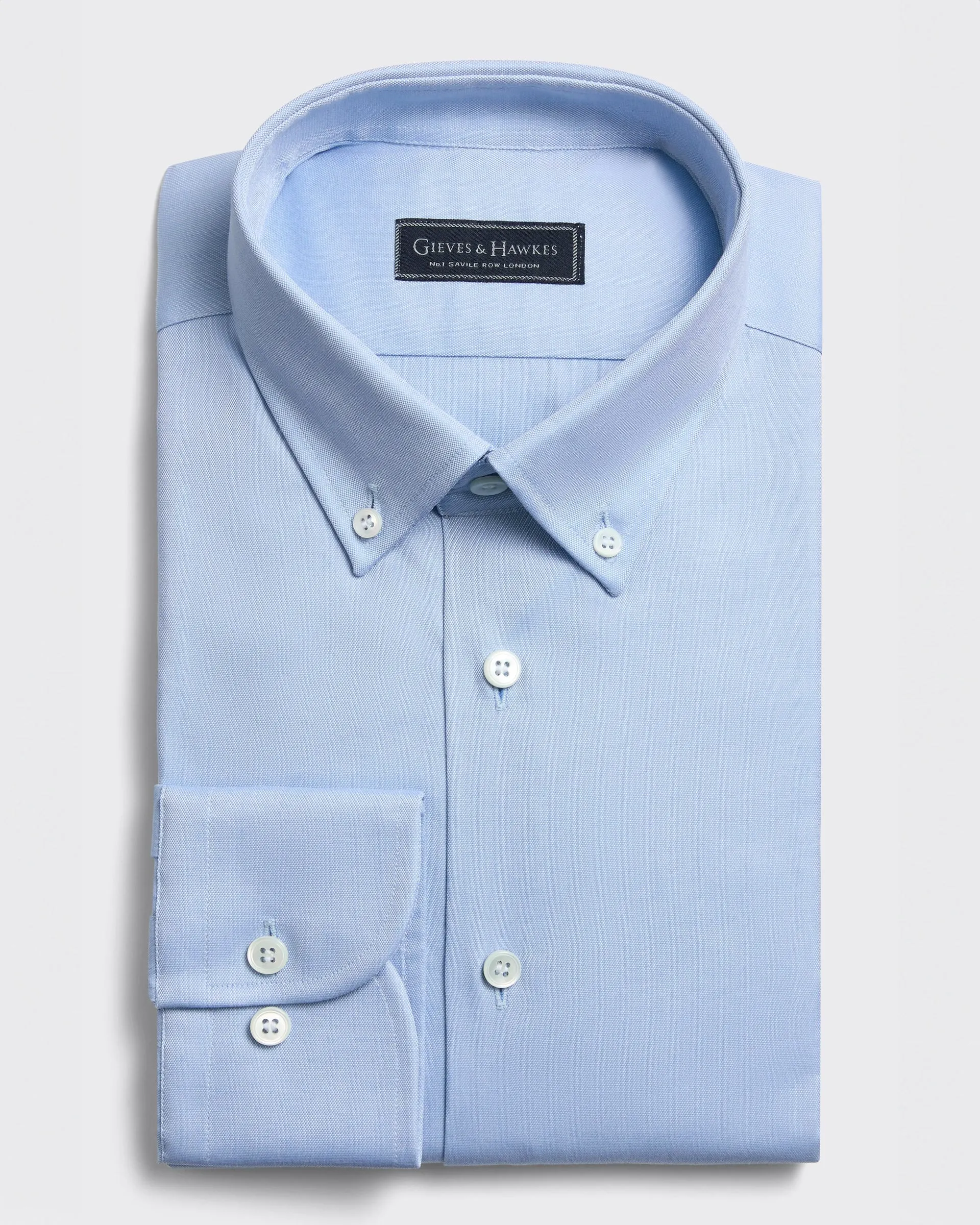 Lilburn Oxford Cotton Button-Down Single Cuff Shirt Blue