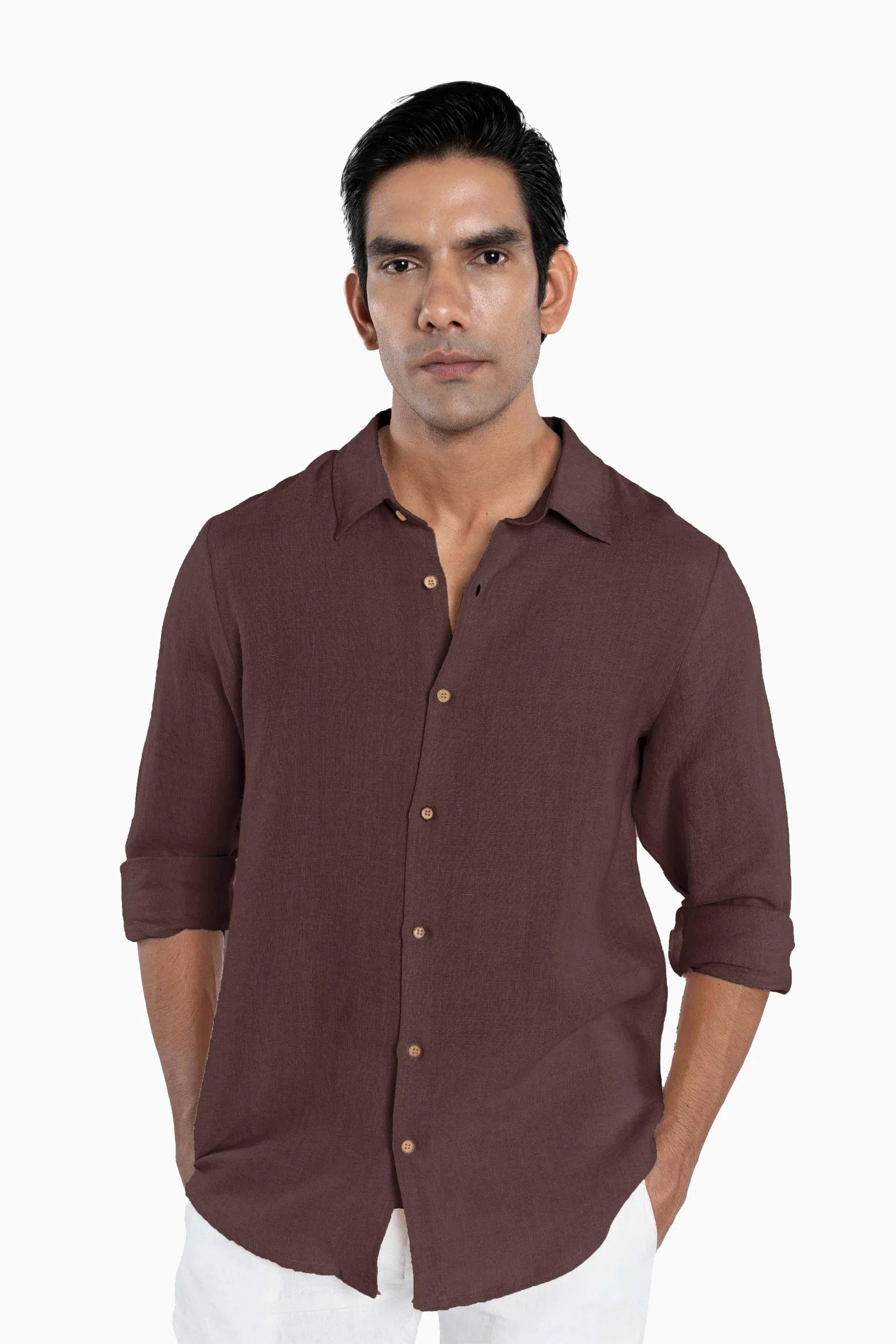 Linen Arlo Shirt-Oatmeal