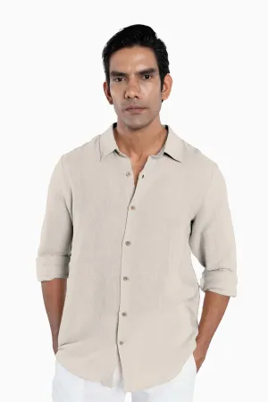 Linen Arlo Shirt-Oatmeal