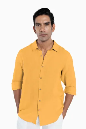 Linen Arlo Shirt-Sunburnt Yellow