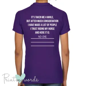 List of People I Trust Funny Equestrian Polo Shirt