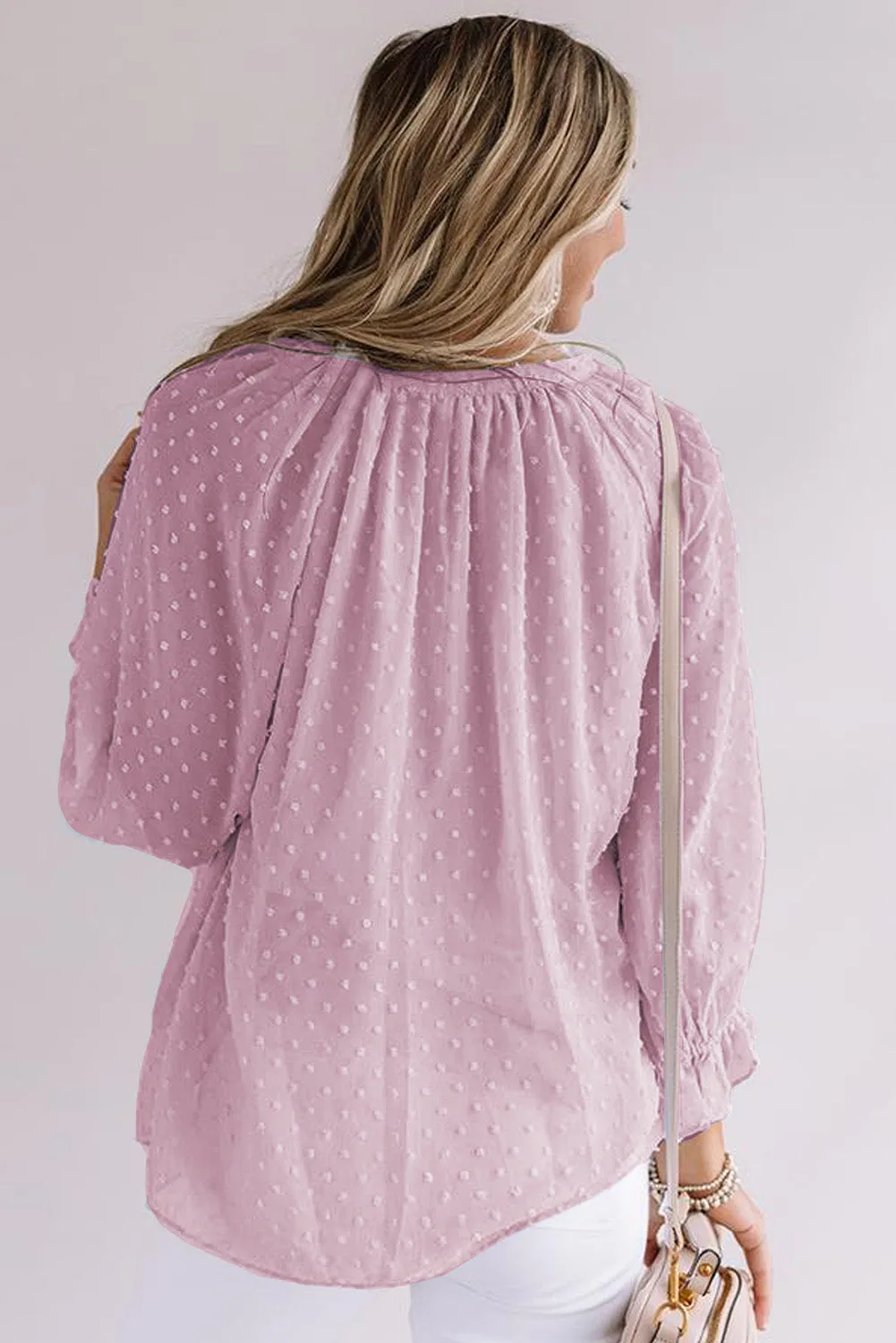 Loose Button Swiss Dot Shirt