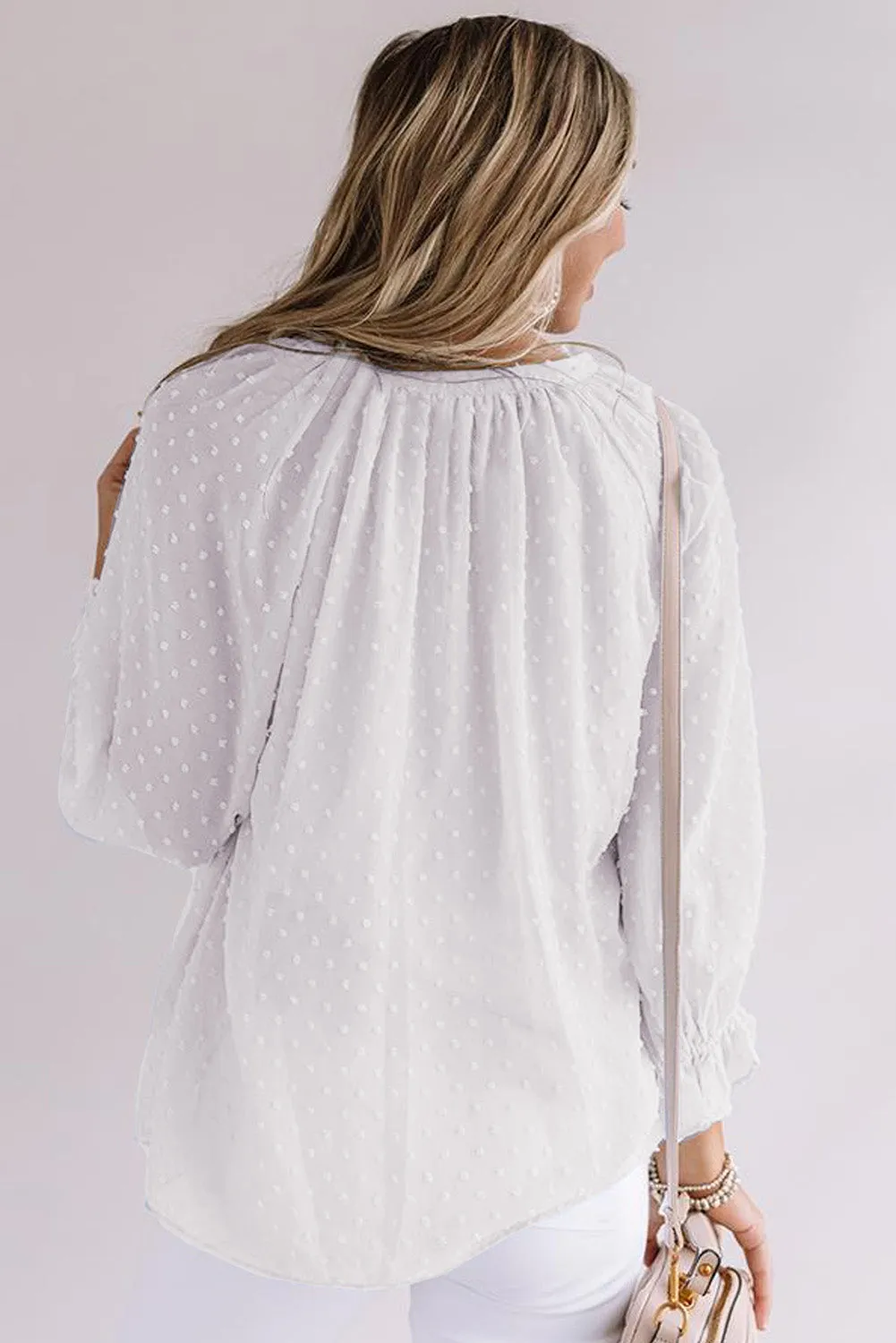 Loose Button Swiss Dot Shirt
