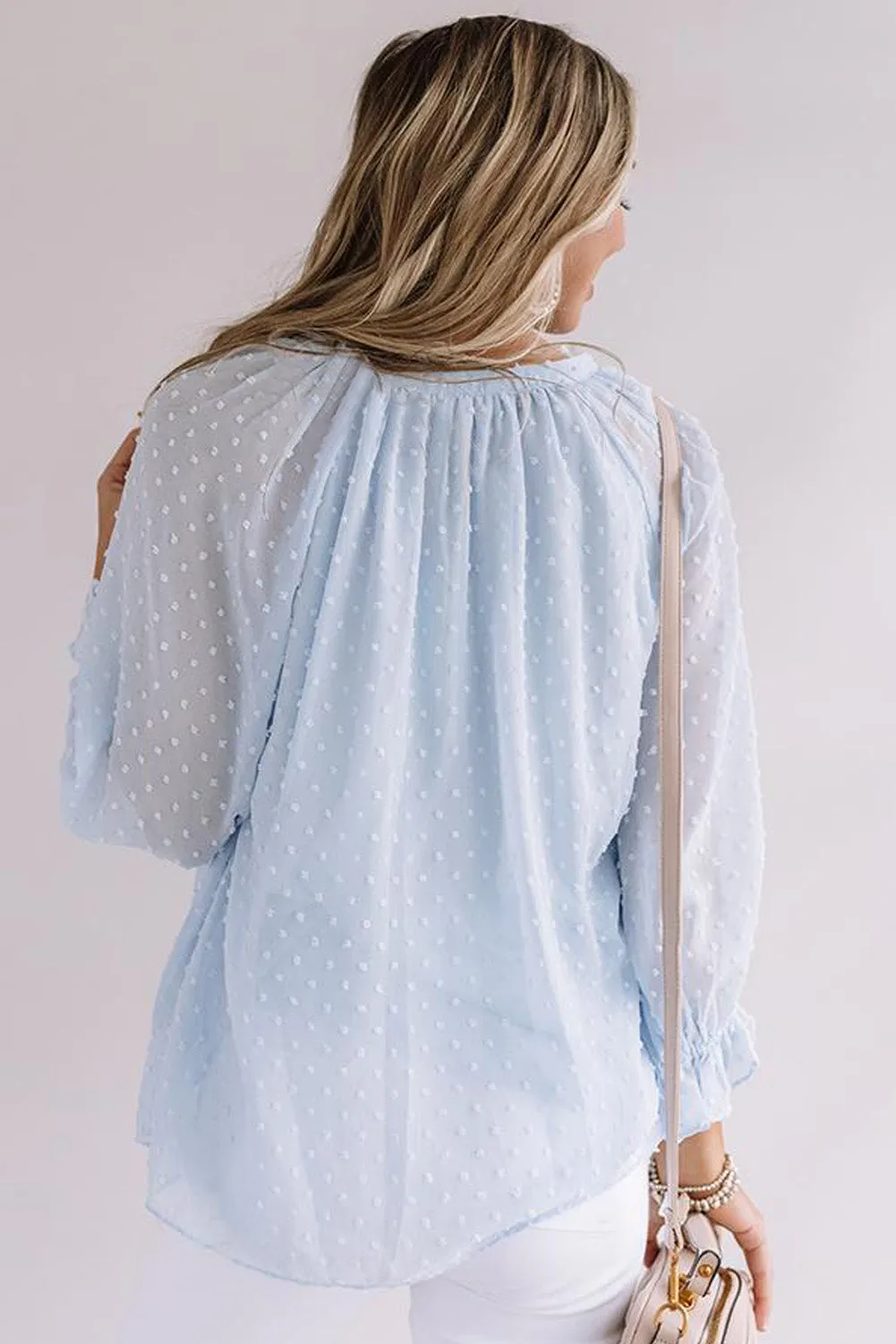 Loose Button Swiss Dot Shirt