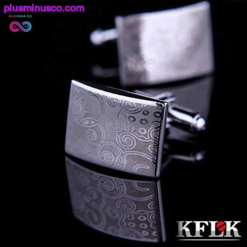 Luxury Laser Pattern Square Cufflinks for Men