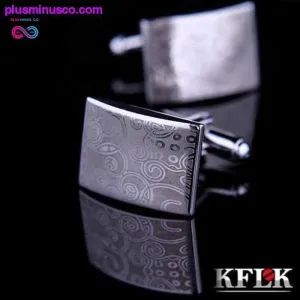 Luxury Laser Pattern Square Cufflinks for Men