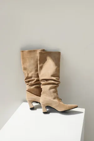 Mabel Suede Knee Boots - Camel