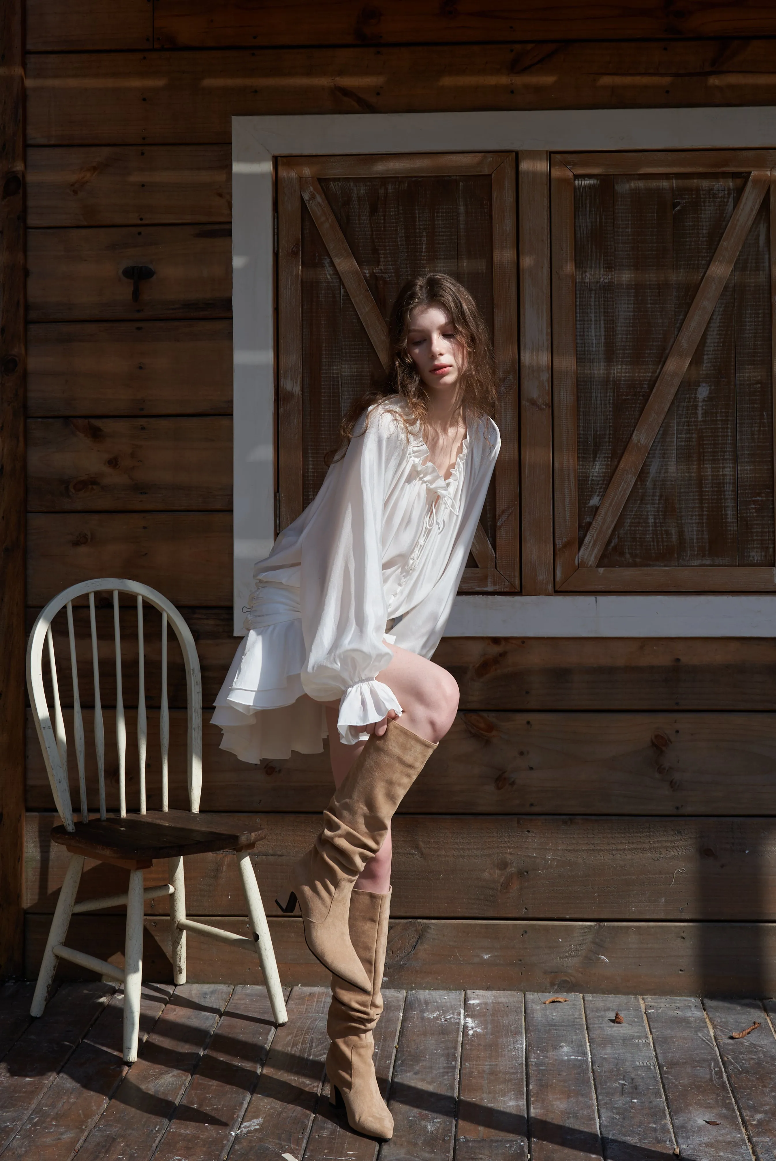 Mabel Suede Knee Boots - Camel