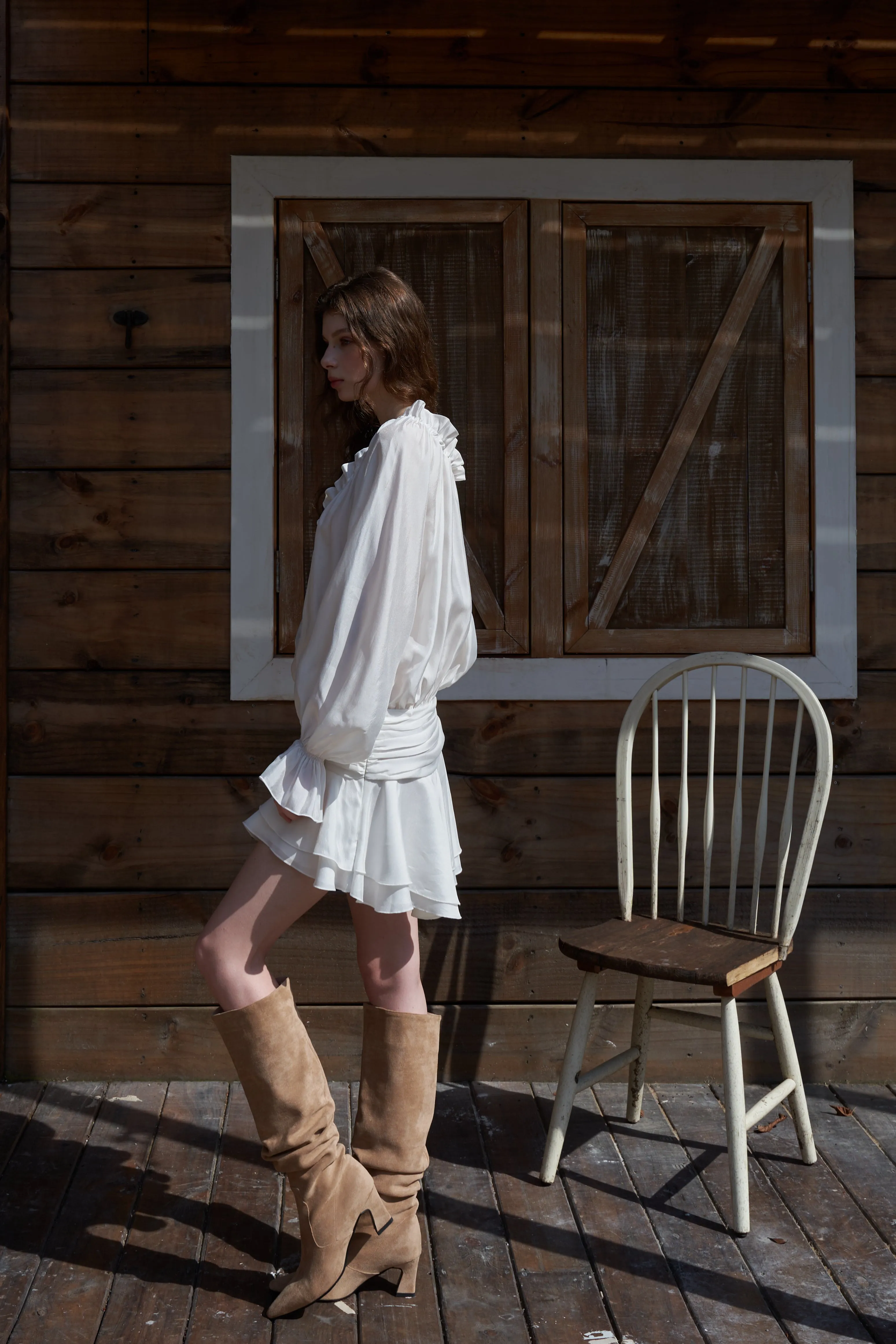 Mabel Suede Knee Boots - Camel