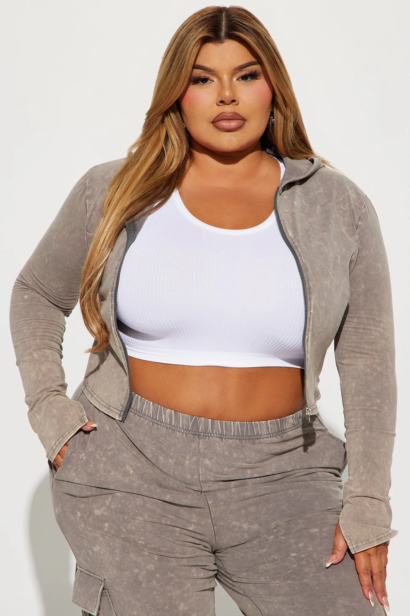 Maeve Mineral Wash Jogger Set - Taupe