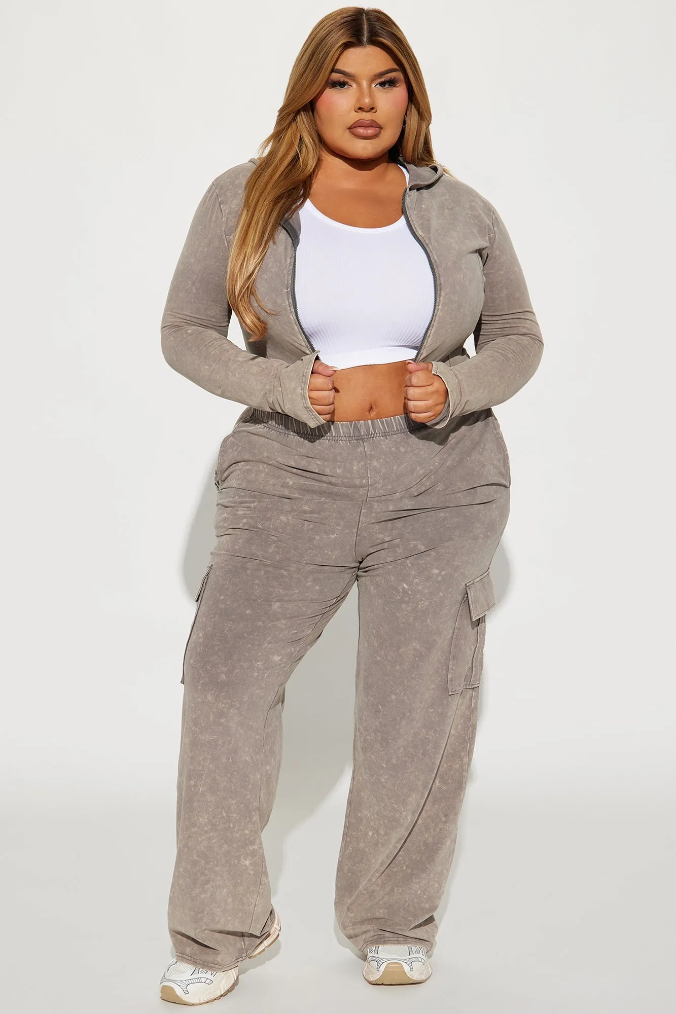 Maeve Mineral Wash Jogger Set - Taupe