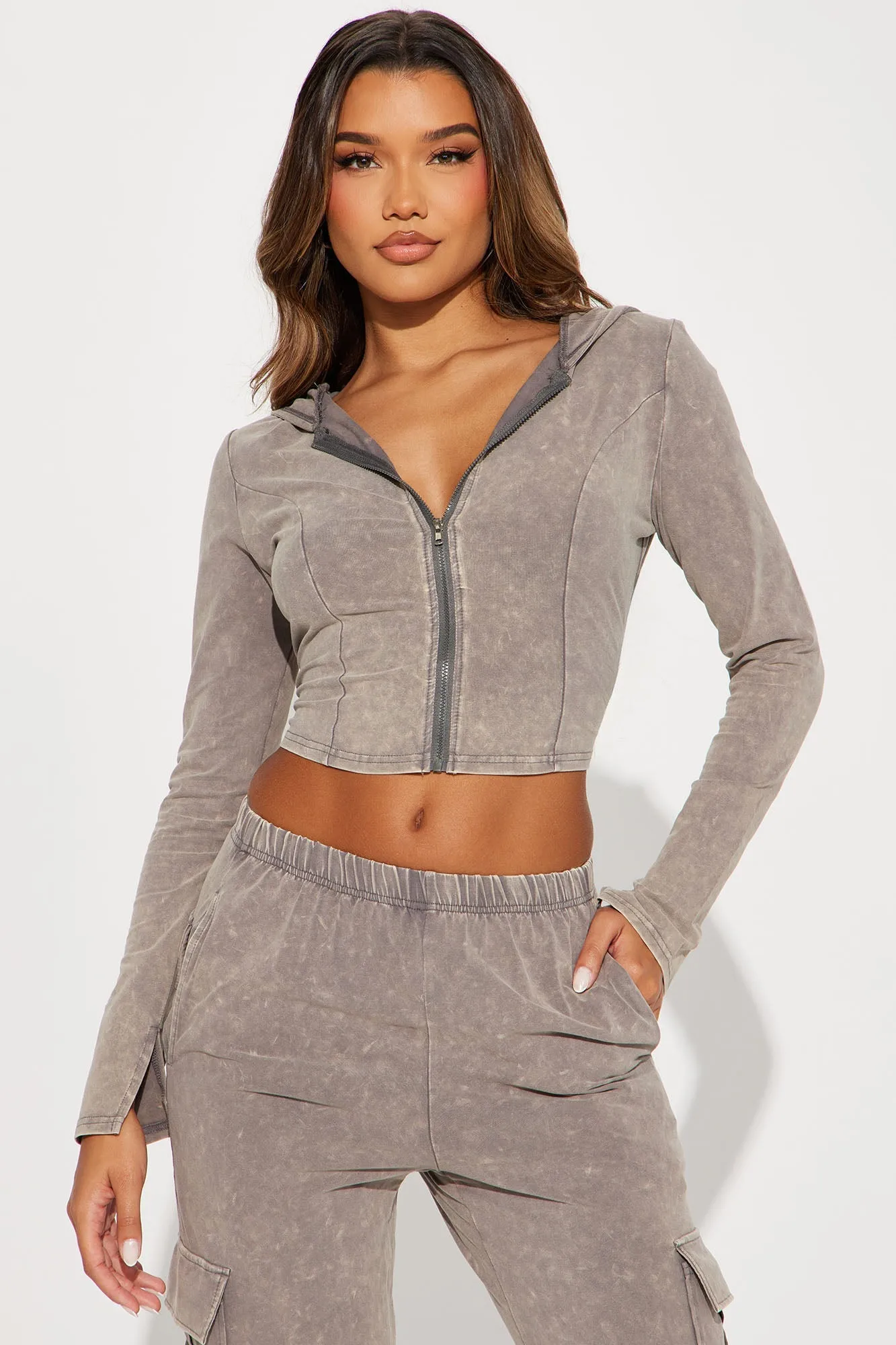 Maeve Mineral Wash Jogger Set - Taupe