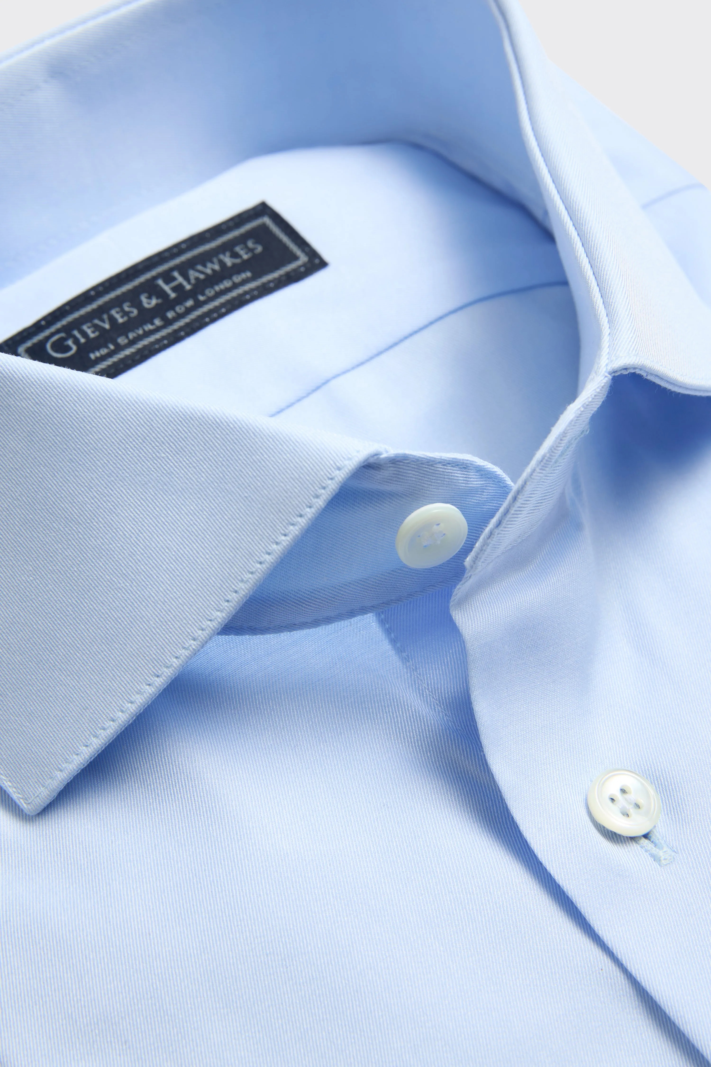 Mawbey Cotton Twill Double Cuff Shirt Blue