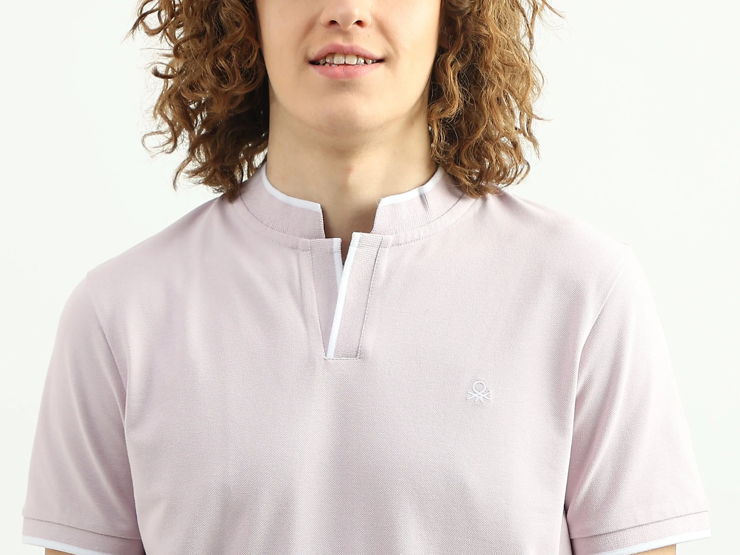 Men Solid Stand Collar T-Shirt