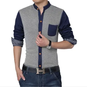 Men's 2 Color Fashion Dress Shirt Up To 5XL