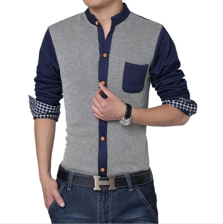 Men's 2 Color Fashion Dress Shirt Up To 5XL