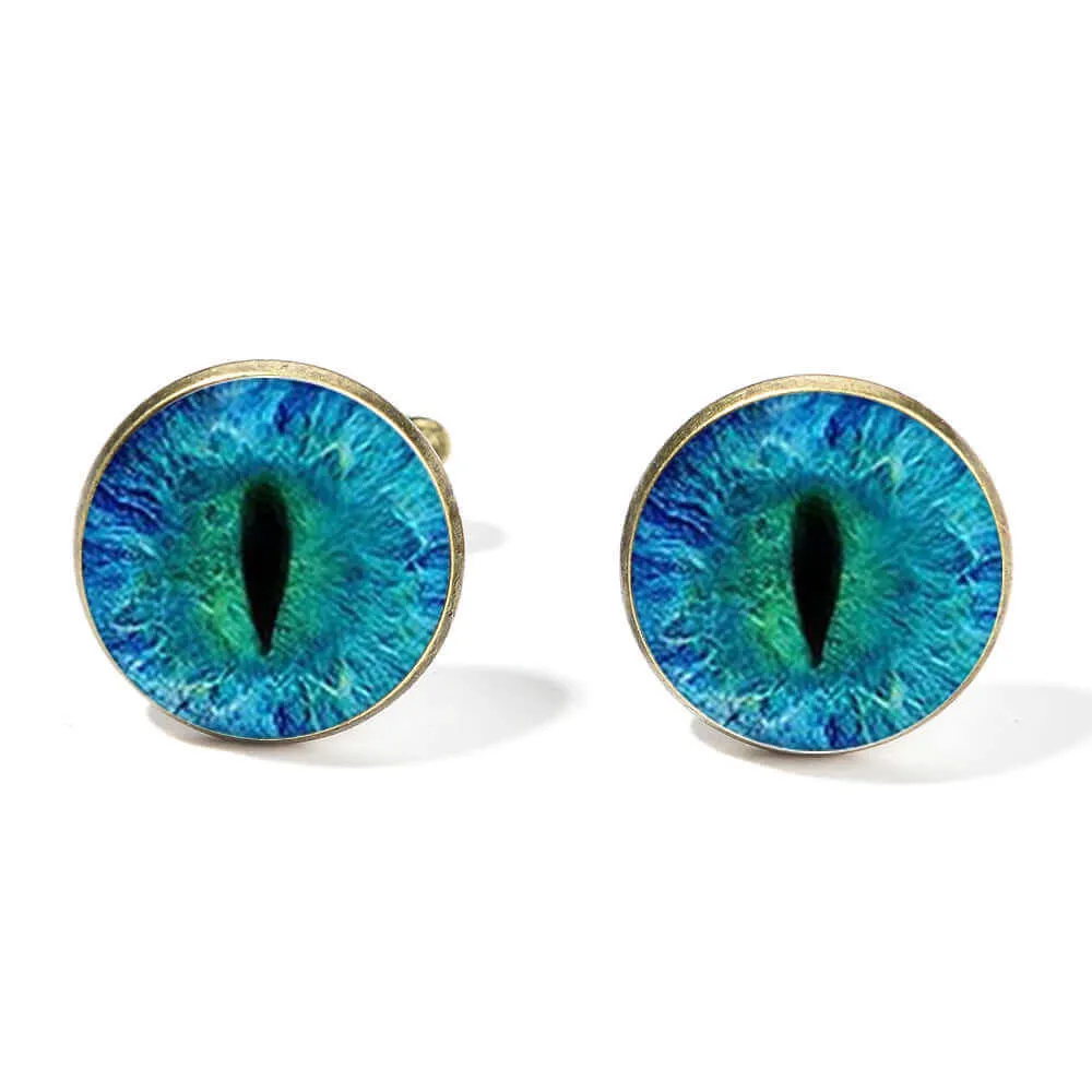 Men's Blue Pupil Time Gemstone Swank Cufflinks
