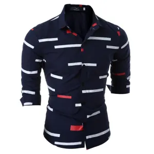 Men's Button down Tailor Fit Soft 100% Cotton Short Sleeve Dress Shirt Navy Blue casual And Formal