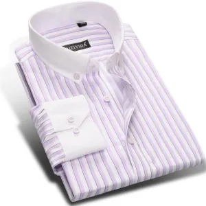 Men's Classic Striped Luxury Dress Shirt