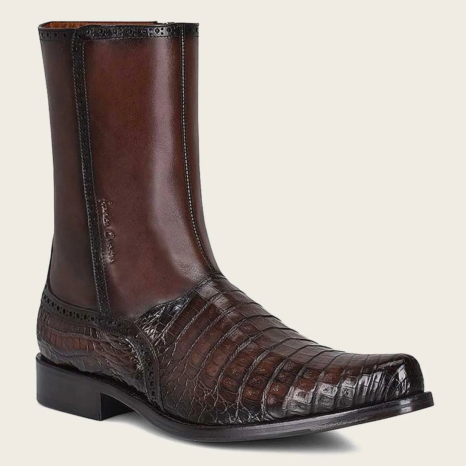 Men’s Cuadra Brown Caiman Belly Ankle Boots FC657