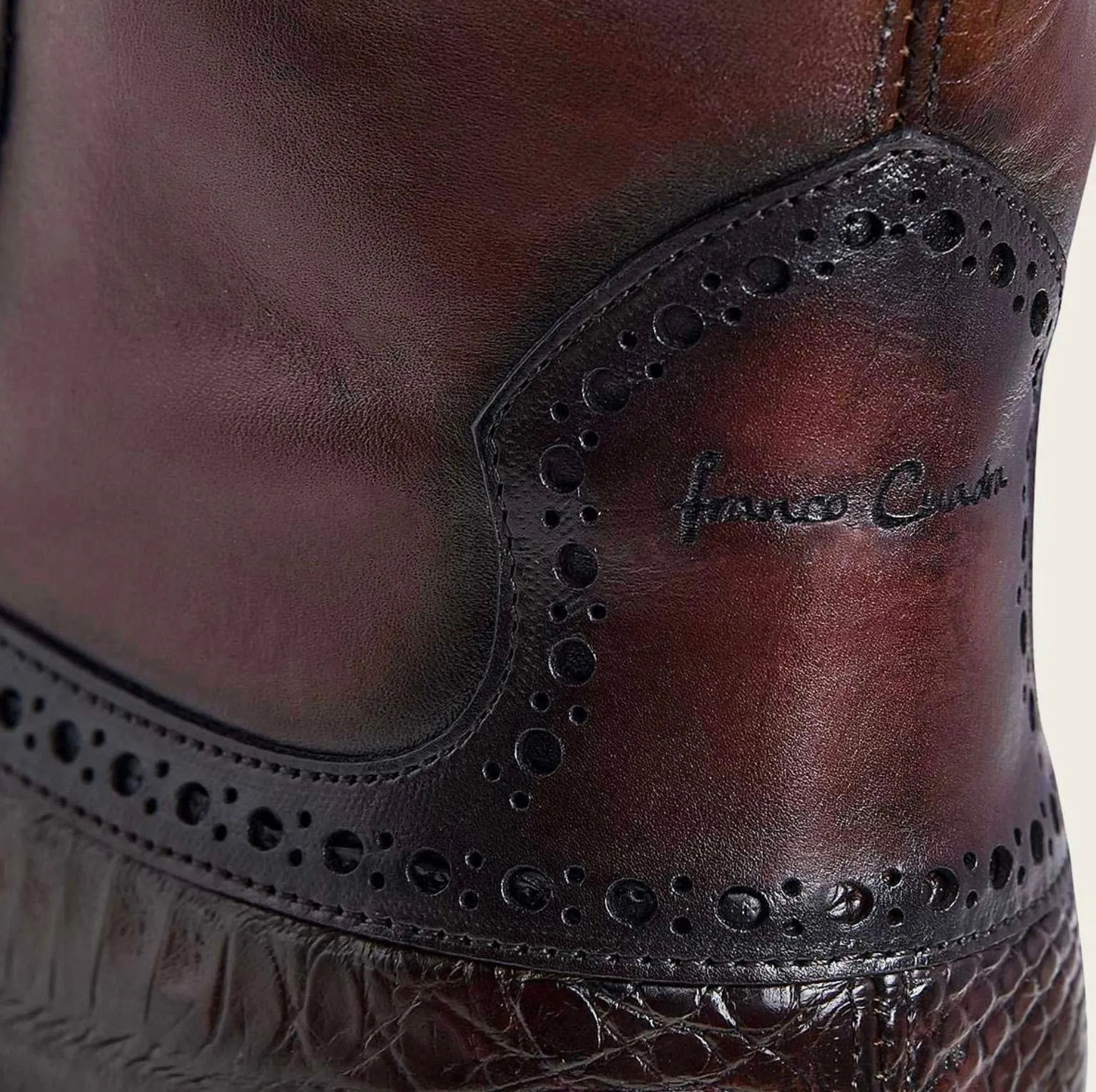 Men’s Cuadra Brown Caiman Belly Ankle Boots FC657
