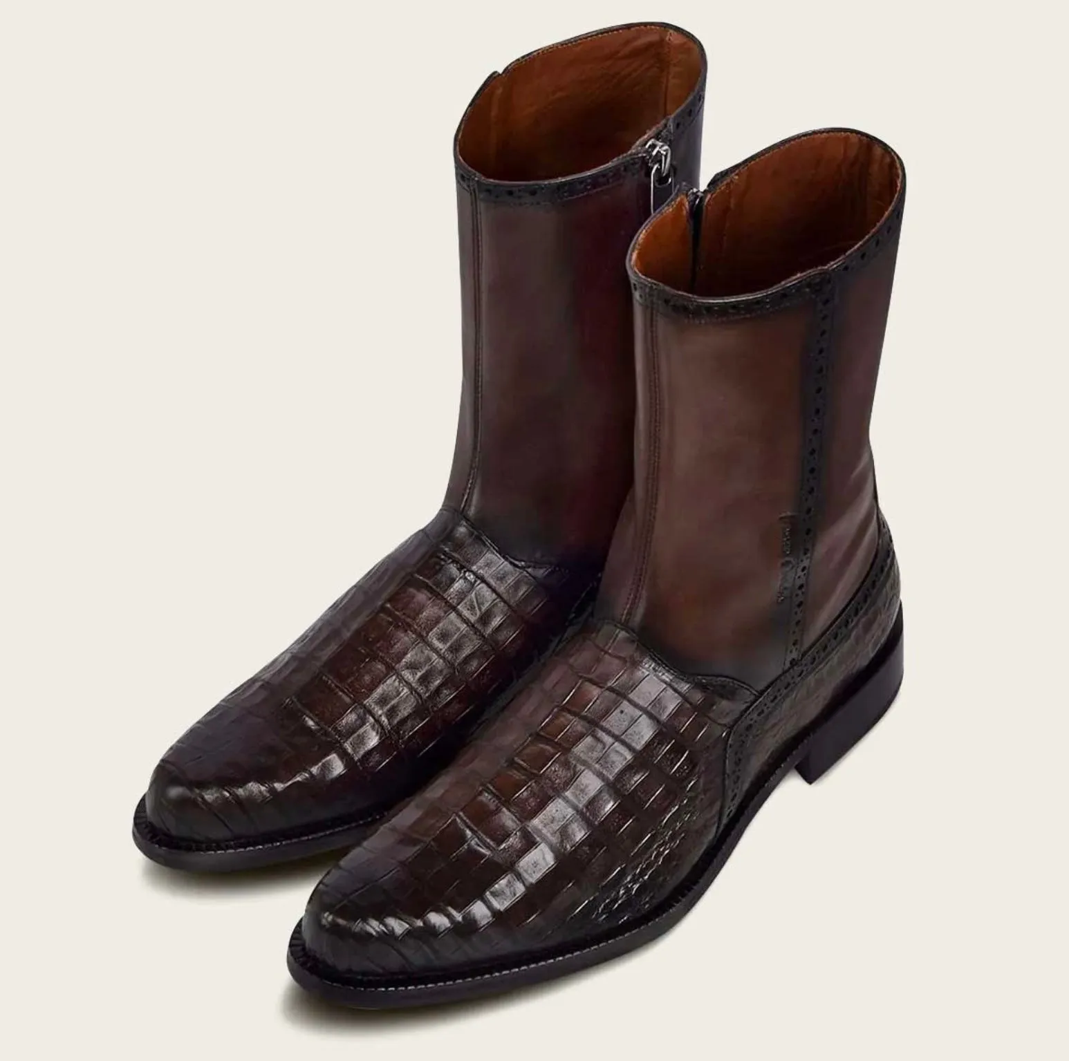 Men’s Cuadra Brown Caiman Belly Ankle Boots FC657