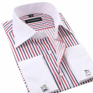 Men's Dress Shirts The White Collar Fashion Luxury Slim French Cuff Formal Business Casual Shirts Tops