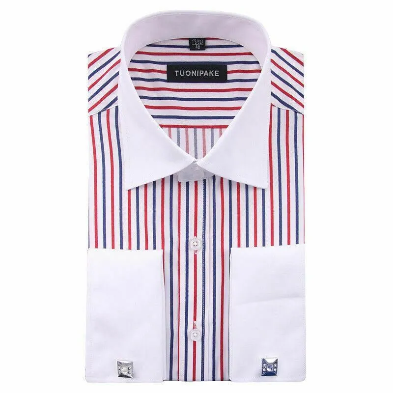 Men's Dress Shirts The White Collar Fashion Luxury Slim French Cuff Formal Business Casual Shirts Tops