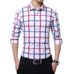 Men's Fashion Plaid Dress Shirt Up To Size 5XL