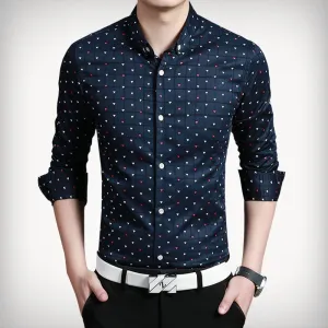 Men's Fashion Print Designer Dress Shirt Up To 5XL