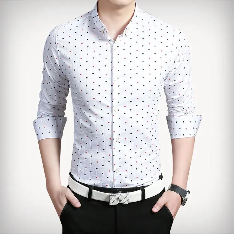 Men's Fashion Print Designer Dress Shirt Up To 5XL
