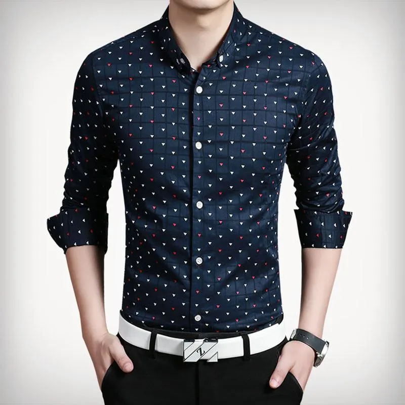 Men's Fashion Print Designer Dress Shirt Up To 5XL