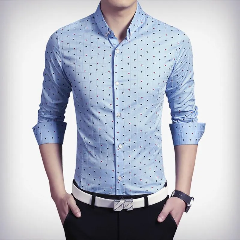 Men's Fashion Print Designer Dress Shirt Up To 5XL
