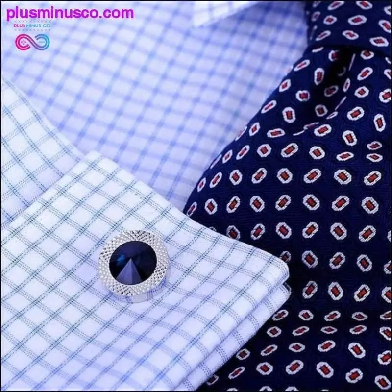 Men's Luxury Sea Blue Crystal Tie Clips & Cufflinks