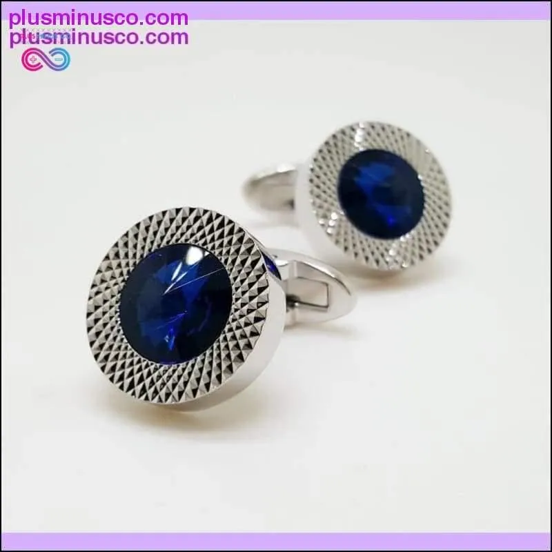 Men's Luxury Sea Blue Crystal Tie Clips & Cufflinks