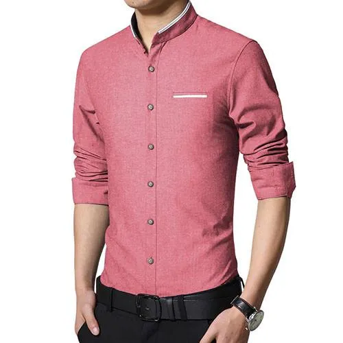 Men's Solid Short Collar Dress Shirt Up To 5XL
