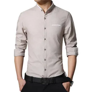 Men's Solid Short Collar Dress Shirt Up To 5XL