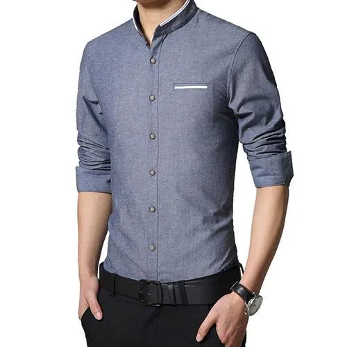 Men's Solid Short Collar Dress Shirt Up To 5XL