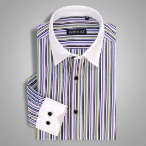 Men's Striped Business Dress Shirt Up To 4XL