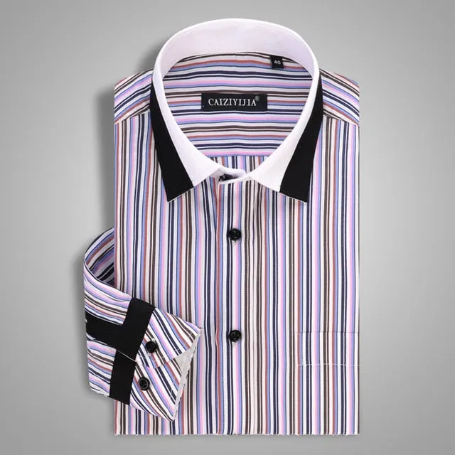 Men's Striped Business Dress Shirt Up To 4XL