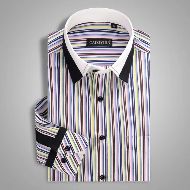 Men's Striped Business Dress Shirt Up To 4XL