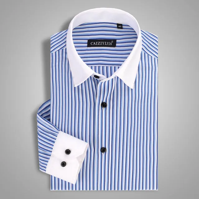 Men's Striped Business Dress Shirt Up To 4XL