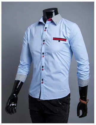 Men's Striped Collar 2 Button Fashion Dress Shirt